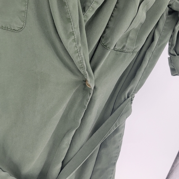 Zara Womens Olive Green Cargo Wrap Short Sleeve Dress Small - Picture 4 of 5